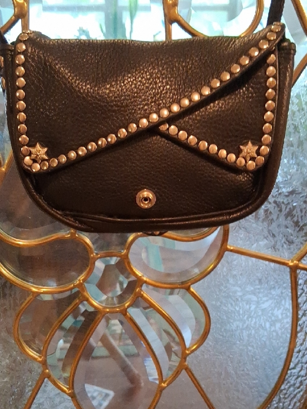 Vintage Black Studded Crossbody Bag - Picture 3 of 6